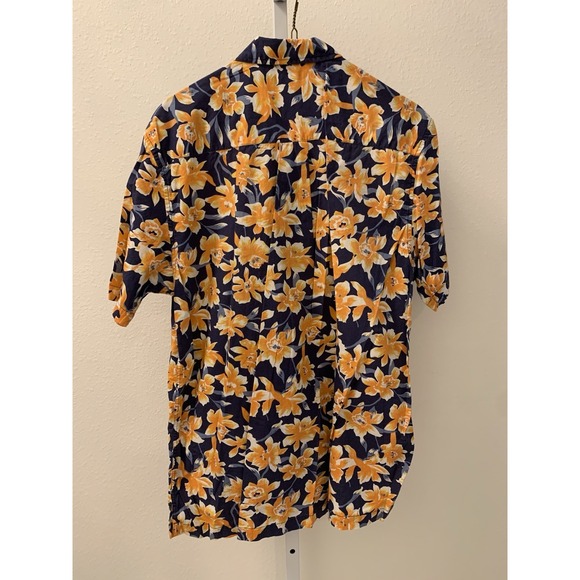 Vintage Structure - Blue Floral Button Up Hawaiian Shirt 100% Cotton Sz M - Picture 5 of 5